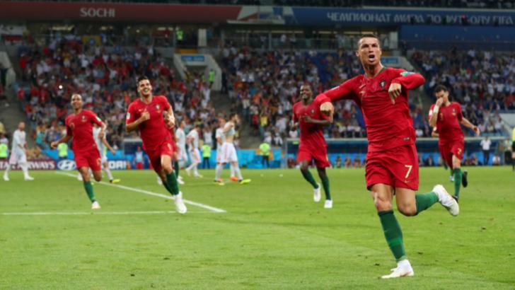 Cristiano Ronaldo celebrates scoring for Portugal 
